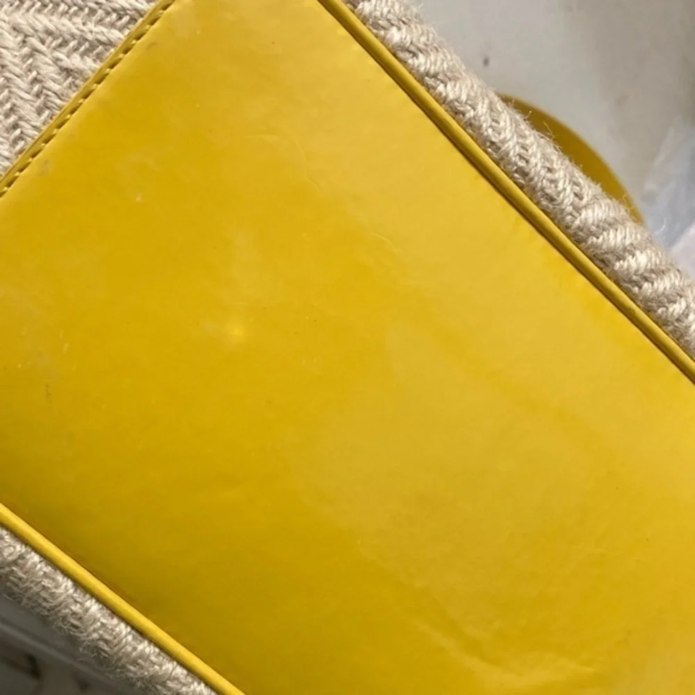 Cole haan wicker and yellow Jersey sea eat west tote nwt - Picture 9 of 13